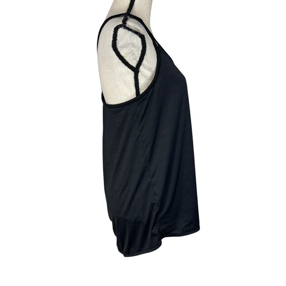 Athleta X-Large Full Force 2-in-1 Tank Top Perforated Criss-Cross Stretch Black - Picture 4 of 10